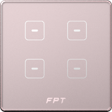 Công tắc cảm ứng vuông Hera (Kính màu rose gold, viền rose gold 4 kênh điều khiển ON/OFF)