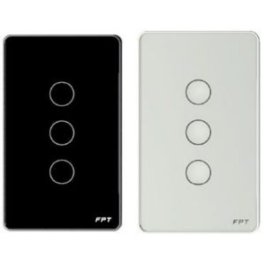 Công tắc cảm ứng 3 nút chữ nhật trắng Athena