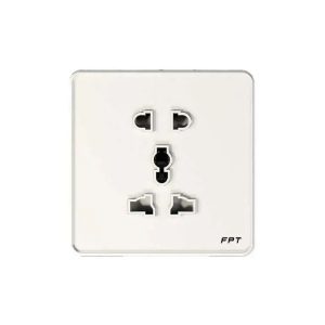 Ổ cắm mặt kính âm tường vuông trắng Athena