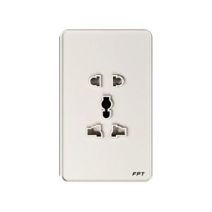 Ổ cắm mặt kính âm tường chữ nhật trắng Athena