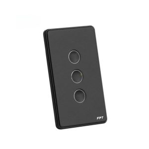 Công tắc cảm ứng 3 nút chữ nhật đen Athena
