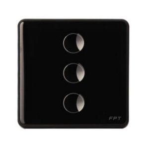 Công tắc cảm ứng 3 nút vuông đen Athena