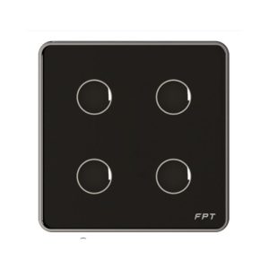 Công tắc cảm ứng 4 nút vuông đen Athena