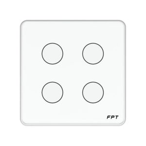 Công tắc cảm ứng 4 nút vuông trắng Leto WiFi – Bluetooth Mesh