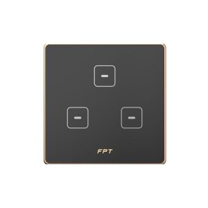 Công tắc cảm ứng 3 nút vuông đen Hera