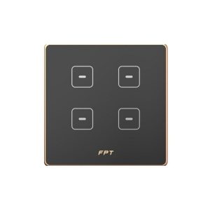 Công tắc cảm ứng 4 nút vuông đen Hera