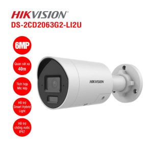 Camera IP thân trụ 6MP Hikvision DS-2CD2063G2-LI2U