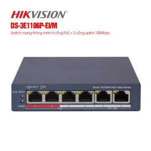 Switch mạng thông minh 4 cổng PoE HIKvision DS-3E1106P-EI/M