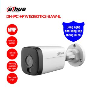 Camera IP WiFi thân Ánh sáng kép 5.0MP Dahua DH-IPC-HFW1539DTK2-SAW-IL